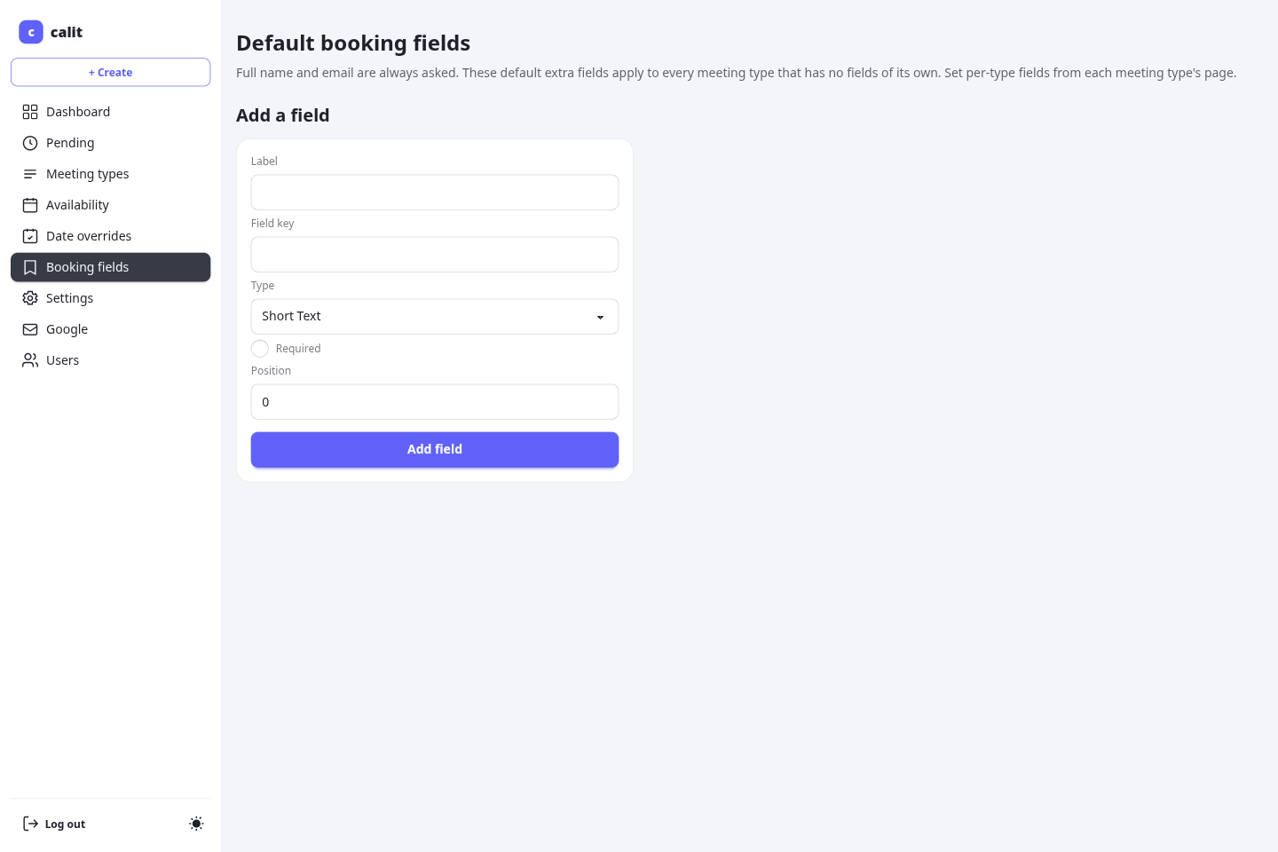 Custom booking fields